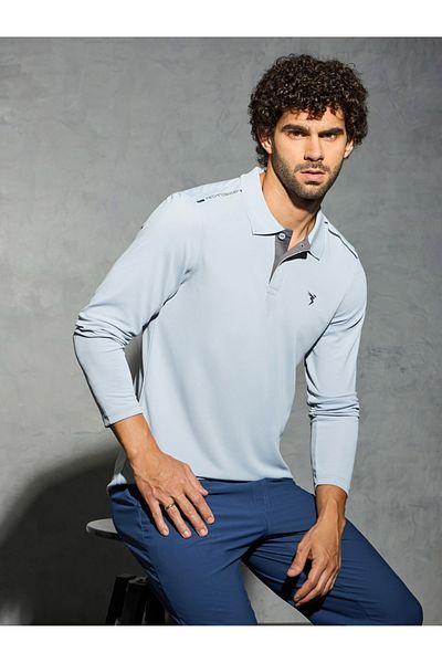 Technosport By Styli Men Solid Slim Fit Polo T-Shirt with Technocool