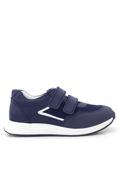 Rakerplus Genuine Leather Navy Blue Velcro Boys' Casual Sports Shoes