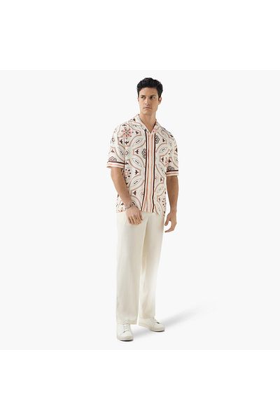 Iconic Iconic Regular Fit Trousers with Button Closure and Pockets
