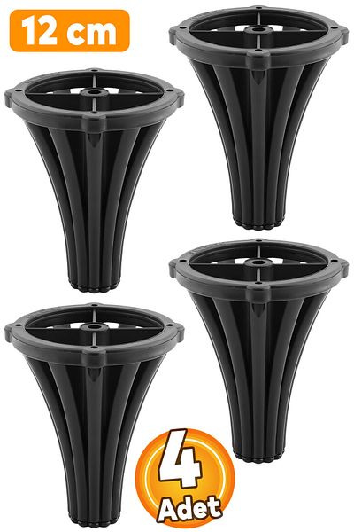 Badem10 (4 buc.) Istanbul 12 cm Mobilier negru Canapea Fotoliu Unitate TV Consolă Picior Picior