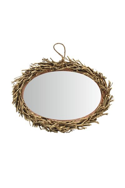 Hoff Interieur Oval Decorative Mirror With Twig Frame – , 50x36 Cm