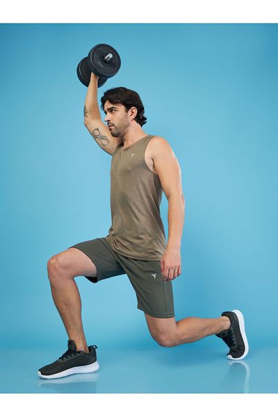Technosport By Styli Men Solid Slim Fit Shorts with Techno Dry