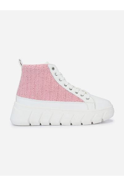 Fresh Feet By Styli Crochet High Top Lace-Up Sneakers