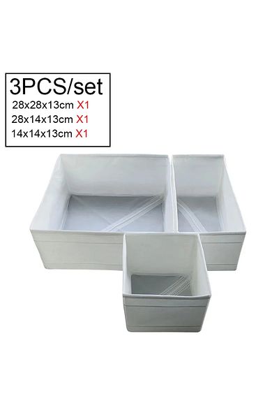Choice 3pcs Set White Clothes Organizer Compartment Storage Box Foldable Washed Home Organizer For Underwea