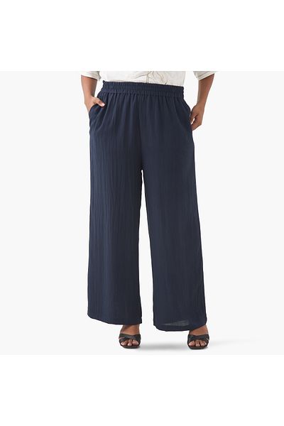 Ulla Popken Plus Size Ulla Popken Pants with Elasticated Waistband and Pockets