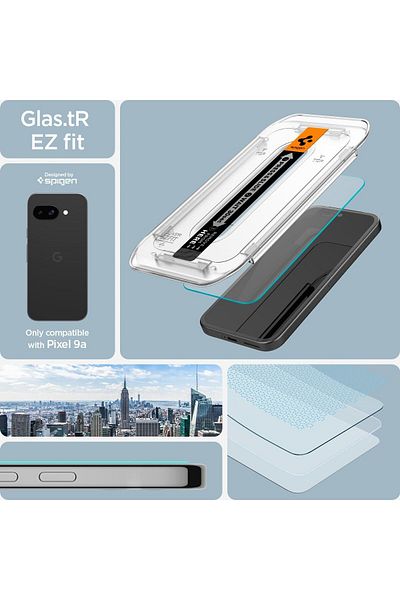 Spigen GLAStR EZ FIT for Google Pixel 9a Screen Protector Premium Tempered Glass 2 PACK