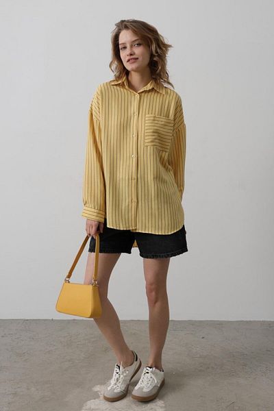 Kokosh moda Striped Single Pocket Shirt - Yellow