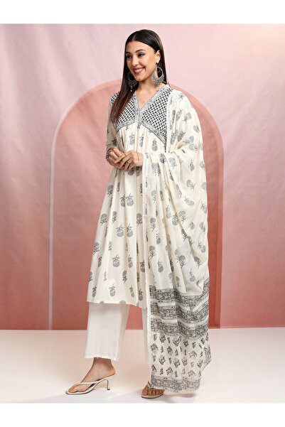 Vishudh By Styli Women Black Printed Cotton Kurta Set