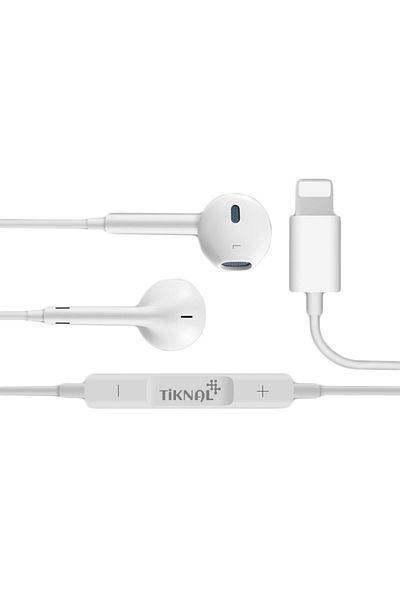 Tiknal | Lightning EarPods | MFi-Certified Wired Headphones with Mic & Controls for iPhone | White