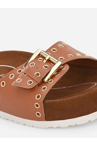 Fresh Feet By Styli Rivet Detail Buckle Strap Mia Orthopedic Sandals