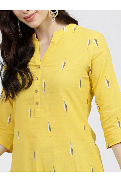 Vishudh By Styli Women Yellow Printed Cotton Kurta Set