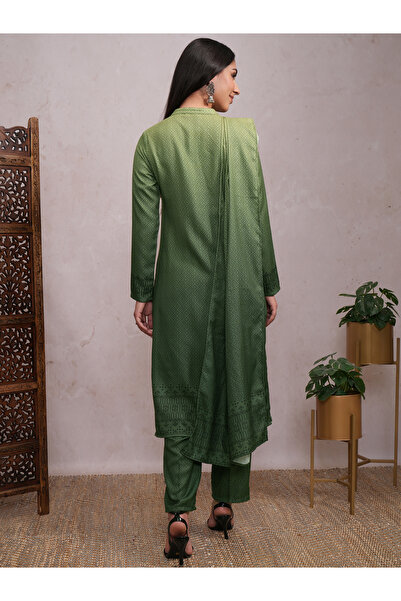 Vishudh By Styli Women Green Printed Kurta Set with Dupatta