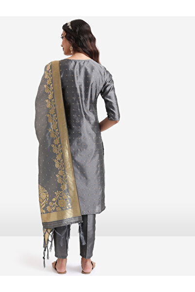 Vishudh By Styli Women Grey Printed Kurta Set with Dupatta