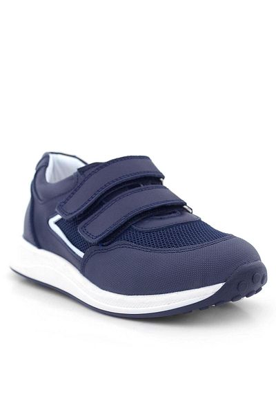 Rakerplus Genuine Leather Navy Blue Velcro Boys' Casual Sports Shoes