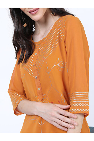 Vishudh By Styli Women Brown Ethnic Motifs Printed Straight Kurta