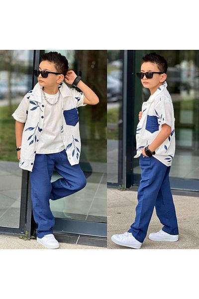tunays shopping Boy's 3-Piece Muslin Shirt Set