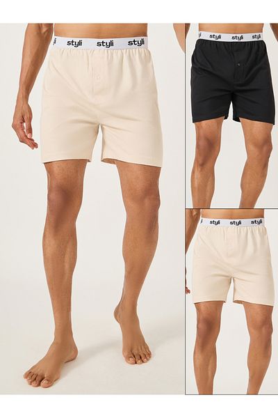 Styli Pack of 2 - Knitted Boxer With Elasticated Waistband