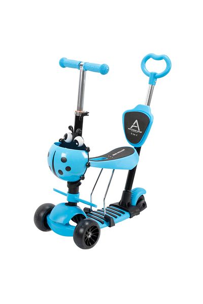 ACTION ONE Trotineta Big Wheels 5 in 1 cu roti luminoase si late, albastru