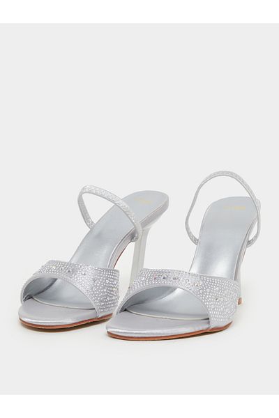 Styli Embellished Back Strap Stiletto Heel Sandals