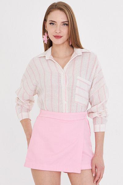 armonika Cămașă oversize cu mânecă lungă, pudră, cu buzunar, cu dungi plisate la spate ARM-25Y 001044