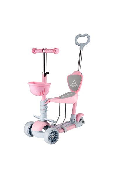 ACTION ONE Trotineta Kinder XS 5 in 1 cu roti luminoase, roz