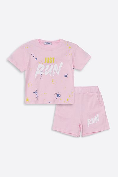 coppa kids 4 Year Old Girl-Boy Set - Coppa Run Printed Combed Cotton Shorts and T-shirt - Pink - Frnd00000002-43