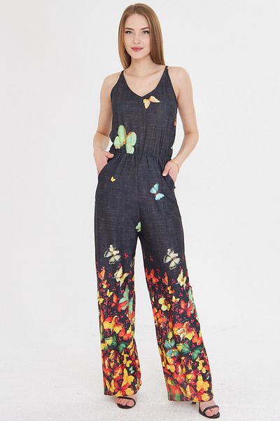 armonika Women's Orange Front Back V-Strap Elastic Waist Overalls with Pockets Arm-25Y 001035
