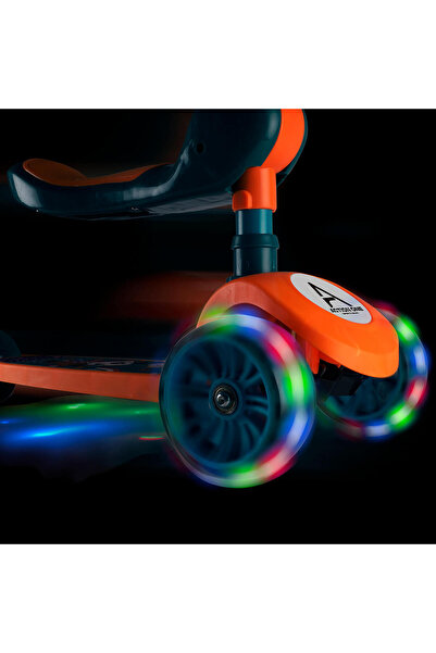 ACTION ONE Popsicle foldable scooter with seat, light-up wheels and music, orange