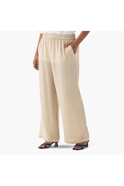 Ulla Popken Plus Size Ulla Popken Pants with Elasticated Waistband and Pockets