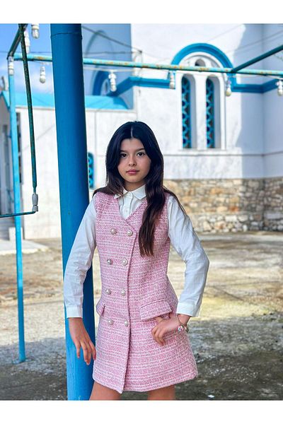 Hilal Akıncı Kids Vest Gilet Cămașă Set dublu