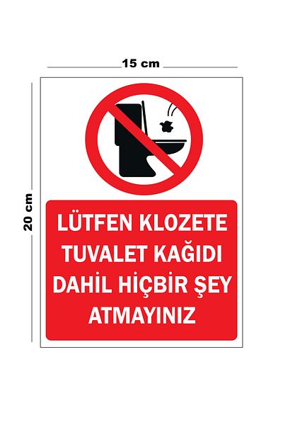 Lucena Metal Please Do Not Throw Any Thing into the Toilet Bowl Toilet Paper Included 15cm X 20cm Warning Sign Diversion