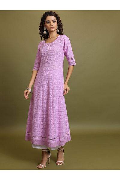 Vishudh By Styli Geometric Embroidered Thread Work Anarkali Kurta