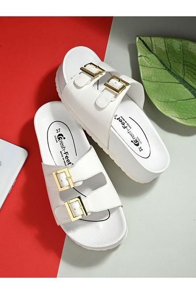 Fresh Feet By Styli Buckle Detail Michelle Orthopedic Sandals