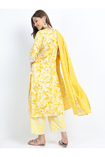 Vishudh By Styli Women Yellow Printed Kurta Set