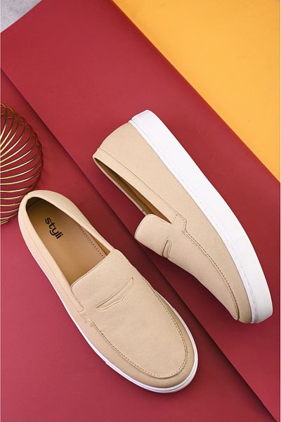 Styli Men Beige Casual Loafers Shoes