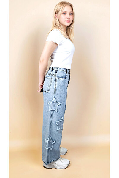 Asortik Kids Дівчачі штани-палаццо з зірковим принтом - широкі штанини, висок...