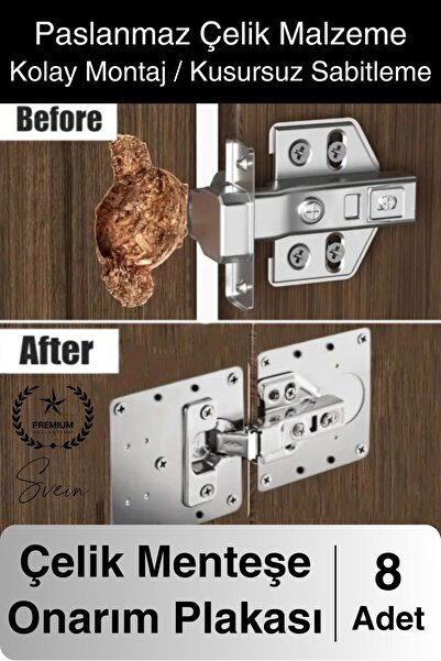 Svein Paslanmaz Çelik Menteşe Onarım Plakası Hasarlı Mutfak Dolabı Kapı Tamir...