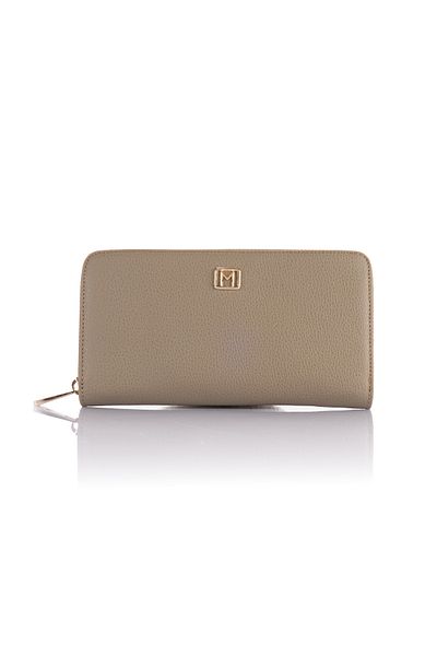 Getcho Mademoiselle Javed Women's Mink Zippered Solid Color Leather Look Large Size Compartment Daily Wallet Model