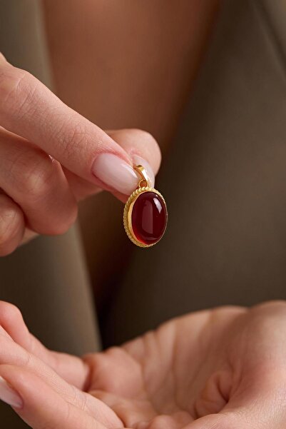 Bayar Gold 14 Ayar Altın Akik Taşlı El İşi Kolye Ucu