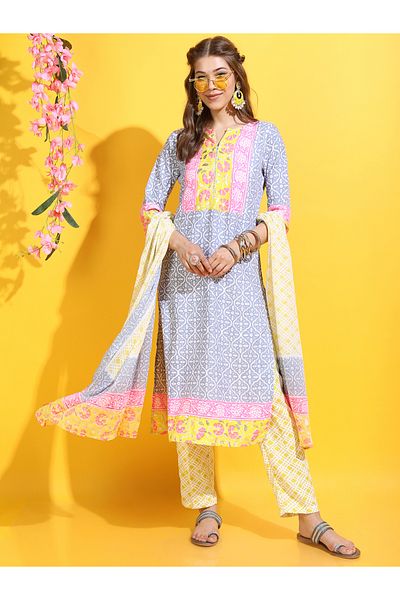 Vishudh By Styli Women Multi-Colored Printed Cotton Kurta Set