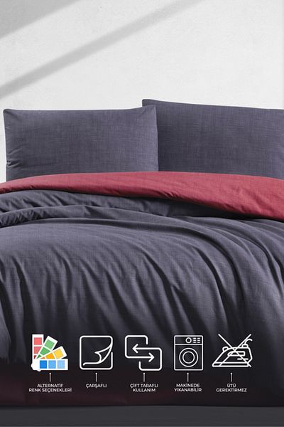 Elart Simple Duvet Cover Set Double (200X220 cm) Burgundy