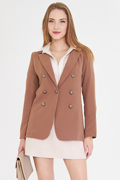 armonika Kadın Vizon Düğmeli Ceket ARM-20K001151