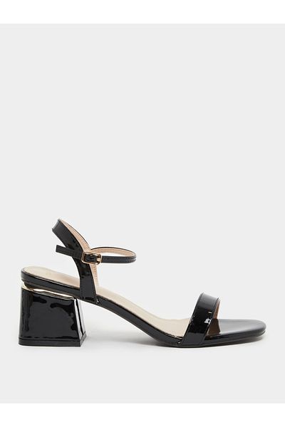 Styli Plain Ankle Strap Block Heel Sandals