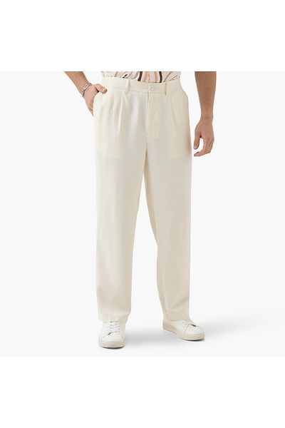 Iconic Iconic Regular Fit Trousers with Button Closure and Pockets