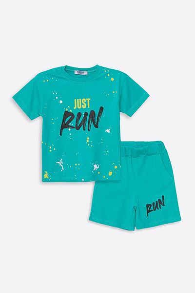 coppa kids Water Green Run Printed Girl-Boy Set - Coppa Combed Cotton Shorts and T-shirt - Age 5 - Frnd00000002-60