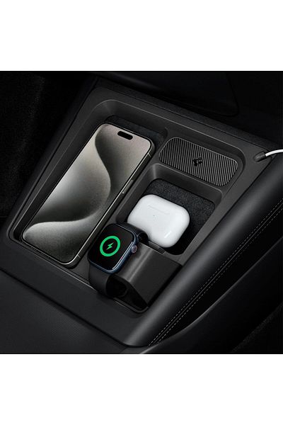 Spigen حامل شحن لاسلكي 3 في 1 لساعة Tesla Model 3 Highland Watch، الشاحن غير متضمن
