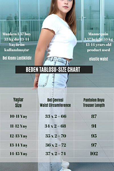 Jannock Blugi Palazzo pentru fete, bumbac 100%, picior cu ciucuri, talie elastică, potrivire relaxată