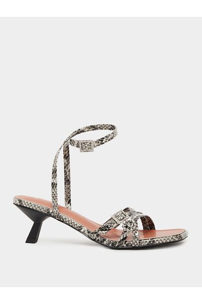 Styli Animal Print Ankle Strap Heel Sandals