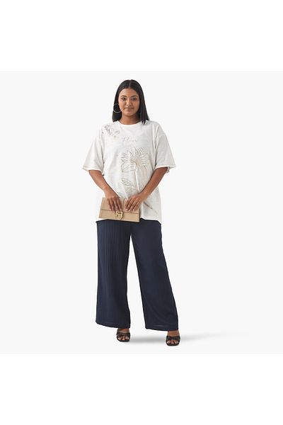 Ulla Popken Plus Size Ulla Popken Pants with Elasticated Waistband and Pockets