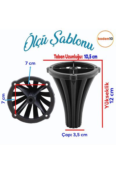 Badem10 (4 buc.) Istanbul 12 cm Mobilier negru Canapea Fotoliu Unitate TV Consolă Picior Picior